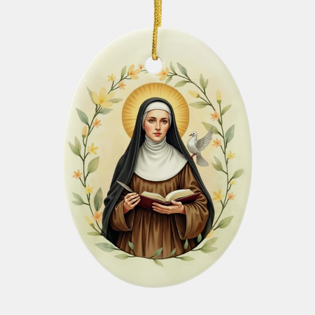 Heilige Teresa von Avila katholische Hingabe Keramik Ornament (Vorne)