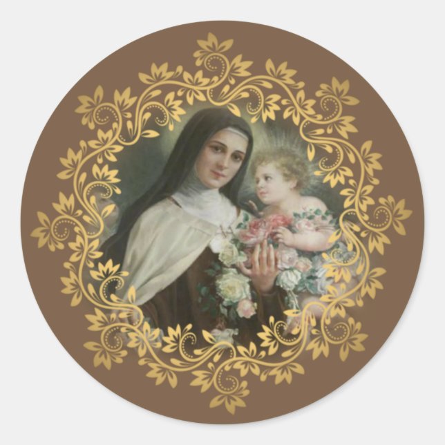 Heilige Therese des Kindes Jesus Kleine Blume Runder Aufkleber (Vorderseite)