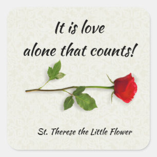 Heilige Therese des Kindes Jesus Rote Rose Quadratischer Aufkleber