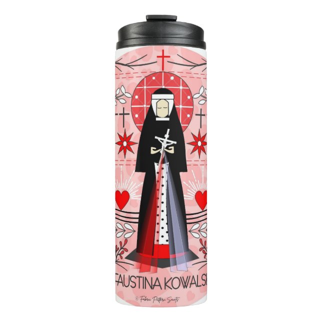 Heilige Thermaltumbler: St. Faustina Kowalska Thermosbecher (Vorderseite)