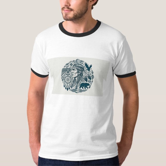 🪶 Heilige Tinte: Moderne Linework & T der amerika T-Shirt (Vorderseite)