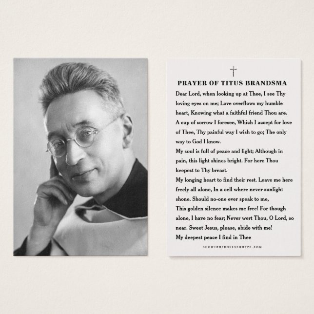 Heilige Titus Brandsma katholisches Gebet Religiös (Vorne & Hinten)