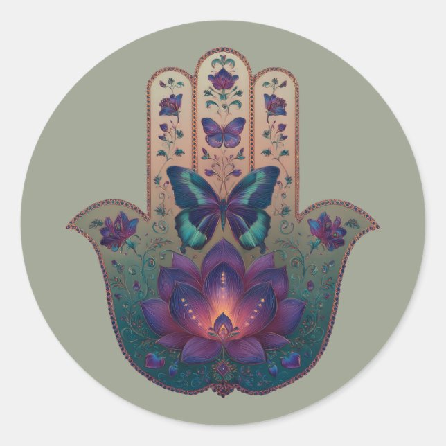 Heilige Transformation | Hamsa-Hand-Design Runder Aufkleber (Vorderseite)