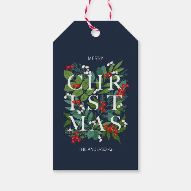 Heilige und grüne Weihnachtsfeiertage Geschenkanhänger (Vorderseite)