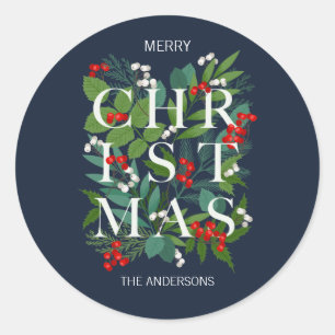 Heilige und grüne Weihnachtsfeiertage Runder Aufkleber