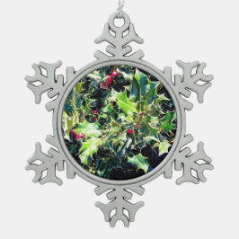 Heilige und rote Beeren Schneeflocken Zinn-Ornament