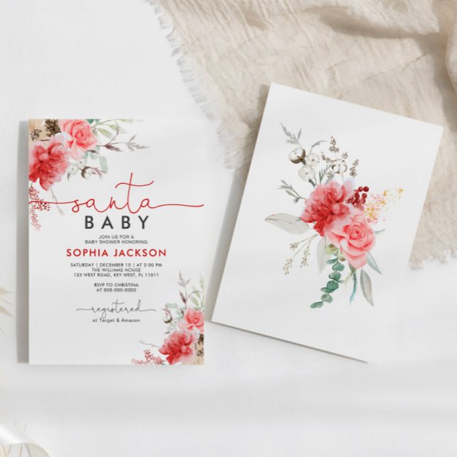 Heilige Weihnachten Berry Santa Baby Dusche Einlad Einladung (Von Creator hochgeladen)