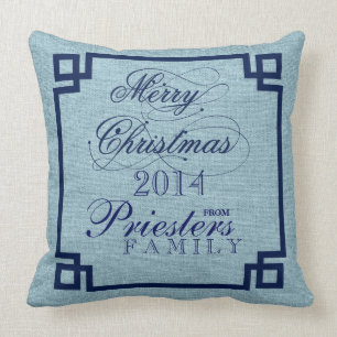 Heilige Weihnachten Blauer Text Design Light Blue  Kissen