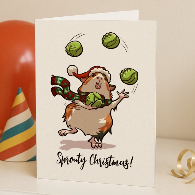 Heilige Weihnachten! Guinea Pig Juggling Sprouts Karte (Von Creator hochgeladen)
