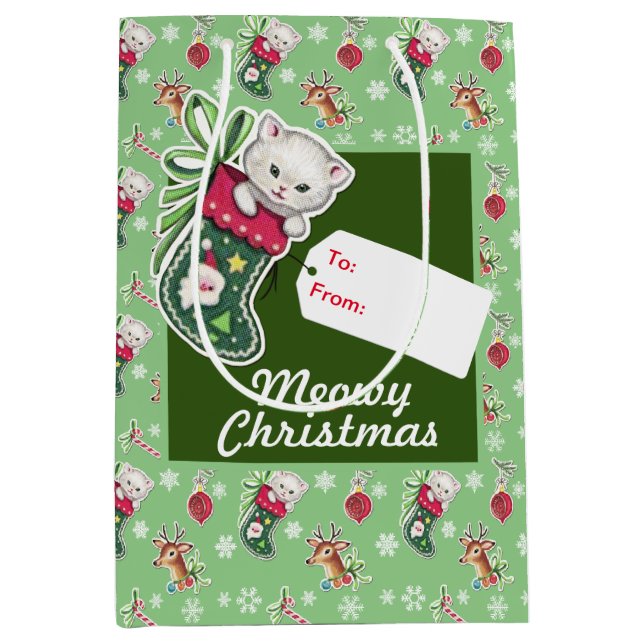 Heilige Weihnachten in Grün Mittlere Geschenktüte (Vorderseite)