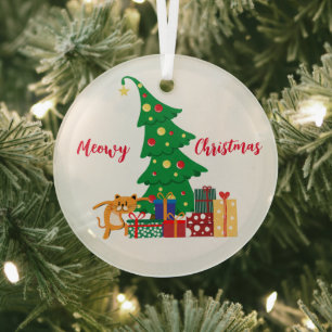 Heilige Weihnachten, scheußliche Katze, lustig, Sp Ornament Aus Glas