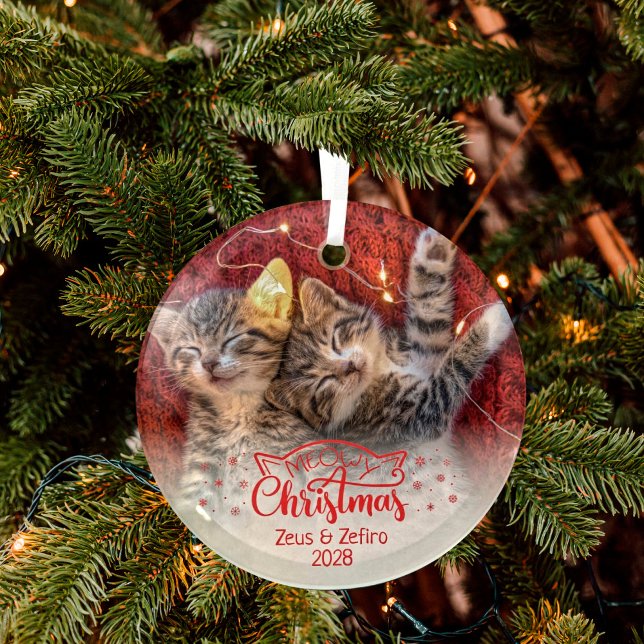 Heilige Weihnachten zwei Bilder Spaß Katzenliebhab Ornament Aus Glas (Von Creator hochgeladen)
