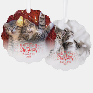 Heilige Weihnachten zwei Bilder Spaß Katzenliebhab Ornament Karte