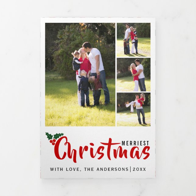 Heilige Weihnachtsbeere, Foto-Collage Dreifach Gefaltete Urlaubskarte (Cover)