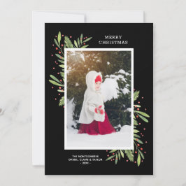 Heilige Weihnachtsfeier und Berries - Foto Feiertagskarte