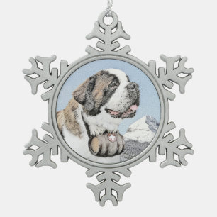 Heiligen Bernard Malerei - Süße originelle Hundeku Schneeflocken Zinn-Ornament