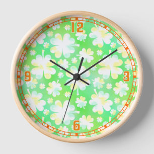 Heiligen Patrick TagesKleeblätterRetro Watercolor Wanduhr