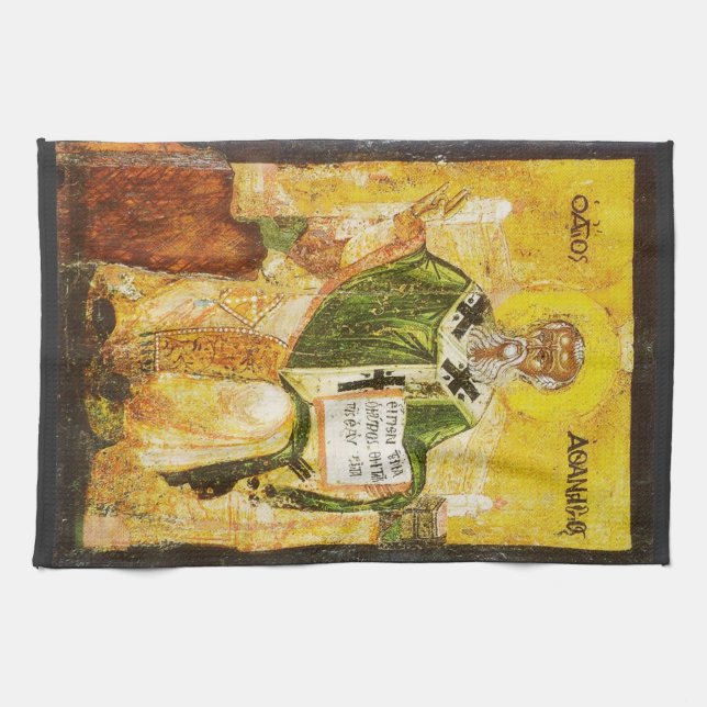 Heiliger Athanasius von Alexandria Geschirrtuch (Horizontal)