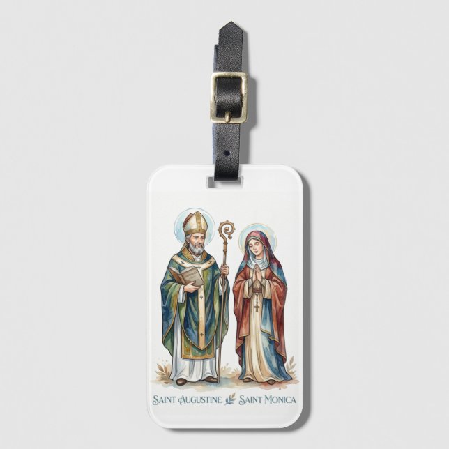 Heiliger Augustinus & Heilige Monica Gepäckanhänger (Vorderseite Vertikal)