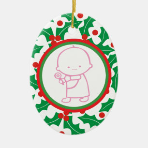 Heiliger Berry Baby's 1. Weihnachtsdekoration Keramikornament