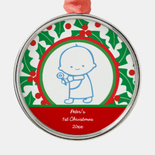 Heiliger Berry Baby's 1. Weihnachtsdekoration Ornament Aus Metall