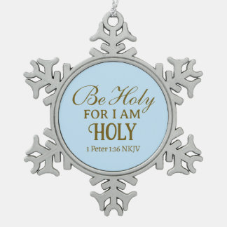 Heiliger Bibelvers Blau und Gold Einfacher Christ Schneeflocken Zinn-Ornament
