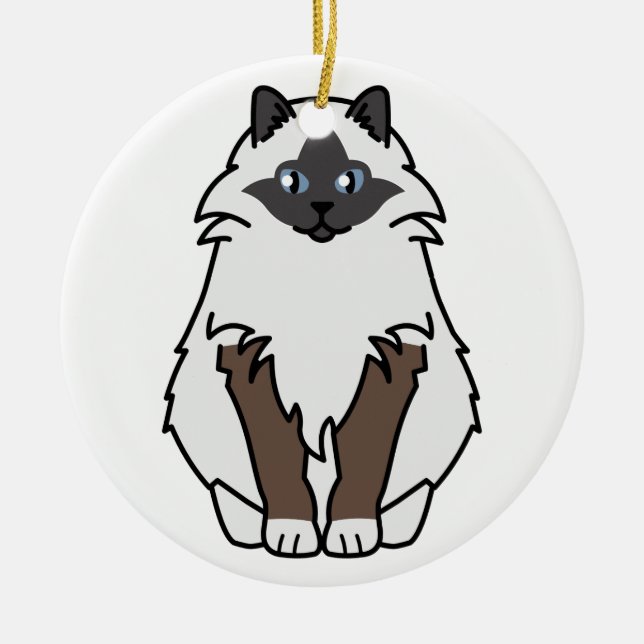 Heiliger Birman Katzen-Cartoon Keramikornament (Vorne)