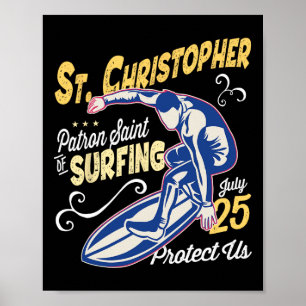 Heiliger Christoph Surf Schutzpatron des Surfens K Poster