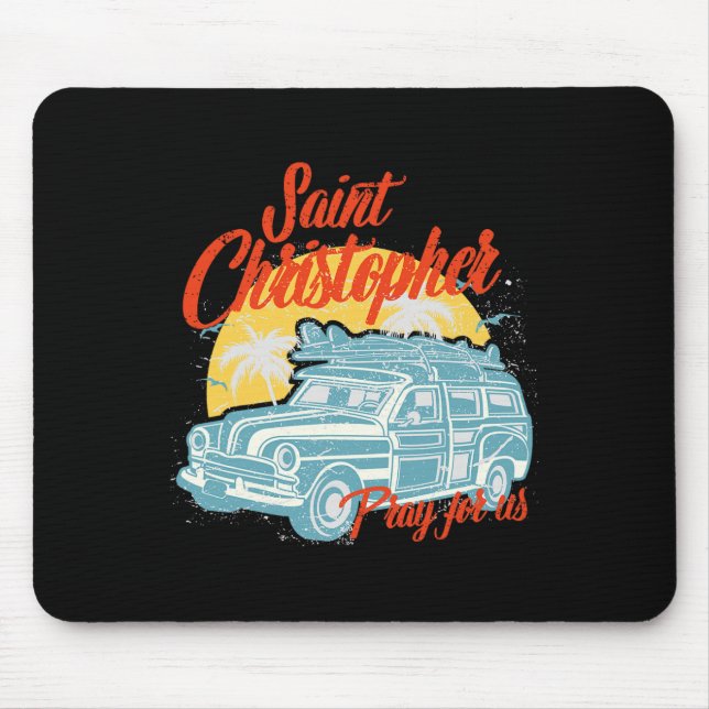 Heiliger Christoph Surfer-Typ Surft Männer Strand  Mousepad (Vorne)