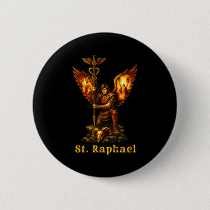 Heiliger Erzengel Raphael Christliche Kunst Glaube Button