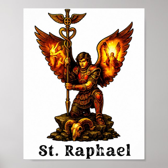 Heiliger Erzengel Raphael Christliche Kunst Glaube Poster (Vorne)