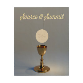 Heiliger Eucharist Chalice und Gastgeber Holzdruck