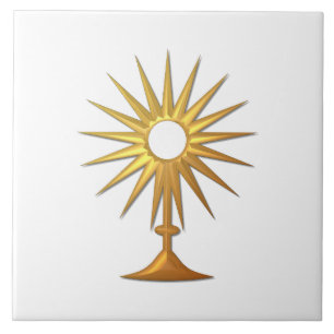 Heiliger Eucharist in der goldenen Monstrance Fliese