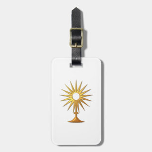 Heiliger Eucharist in der goldenen Monstrance Gepäckanhänger