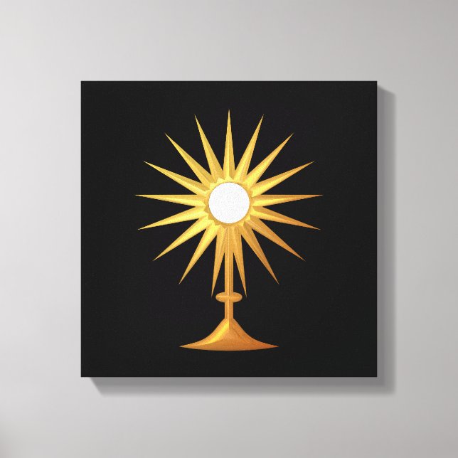 Heiliger Eucharist in der goldenen Monstrance Leinwanddruck (Vorderseite)