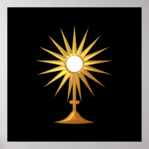 Heiliger Eucharist in der goldenen Monstrance Poster