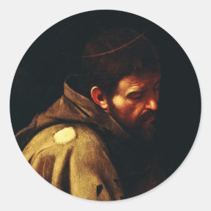 Heiliger Franz von Assisi von Caravaggio Barockkun Runder Aufkleber