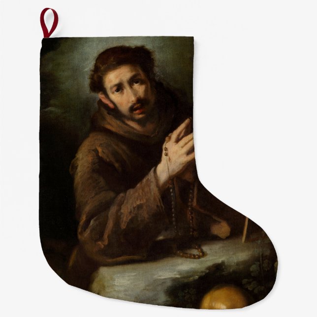Heiliger Franziskus im Gebet (Christlicher Glaube) Großer Weihnachtsstrumpf (Vorderseite)