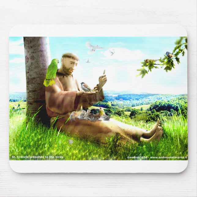 Heiliger Franziskus und die Predigt der Vögel Mousepad (Vorne)