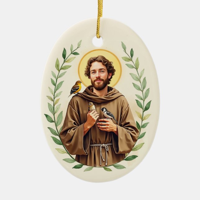 Heiliger Franziskus von Assisi Katholische Hingabe Keramik Ornament (Vorne)