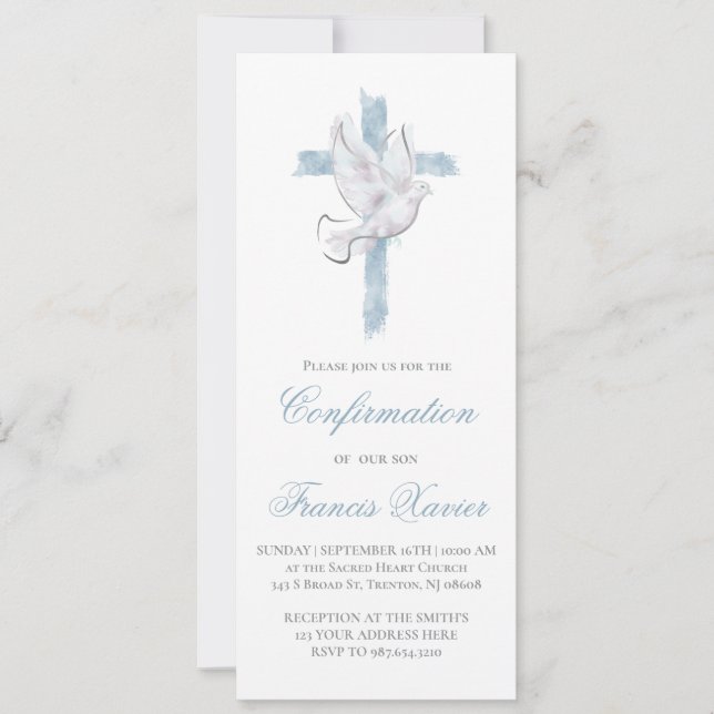 Heiliger Geist - Blaue Kreuzbestätigung Einladung (Vorderseite)