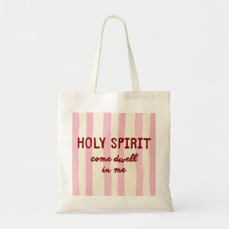 Heiliger-Geist-Gebetszitat Rosa Streifen-Lettering Tragetasche