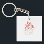 Heiliger Geist - Illustration über Tauben und Flam Schlüsselanhänger<br><div class="desc">Schöne Imitate goldene Illustration der Taube und farbenfrohe Flammen als Darstellung des Heiligen Geistes. Perfekt für die Feier der Bestätigung</div>