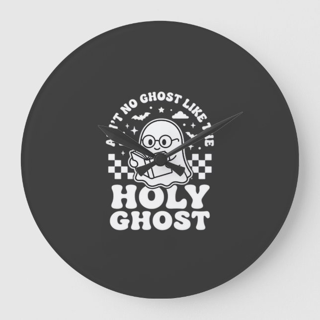 Heiliger Geist Retro Halloween-Geist-Design_1 Große Wanduhr (Vorderseite)
