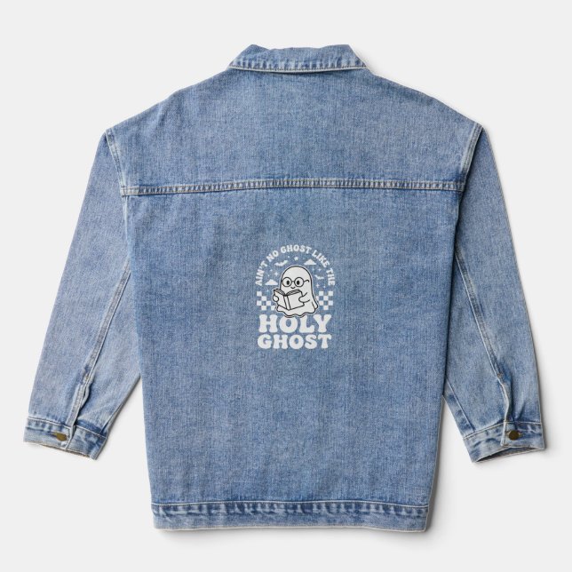 Heiliger Geist Retro Halloween-Geist-Design_1 Jeansjacke (Rückseite)