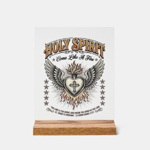 Heiliger Geist Vintage Gravur Flügel Herz Shirt_1 Acrylschild