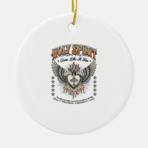 Heiliger Geist Vintage Gravur Flügel Herz Shirt_1 Keramik Ornament