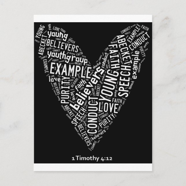 Heiliger Geist (Youth Gp) Schwarzes Herz/weißer Te Postkarte (Vorderseite)