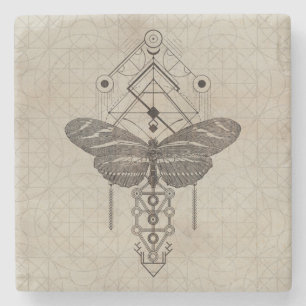 Heiliger GeometrieZebra Longwing Schmetterling Steinuntersetzer