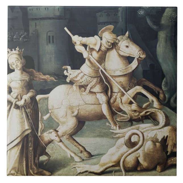 Heiliger Georg und der Drache Großmärtyrer Fliese (Vorderseite)